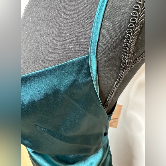 Ruched Draped Satin Dress with Side Slit - Picture 2 of 10